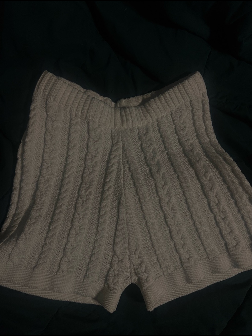 Fashion Nova White Cable Knit High Waist Shorts